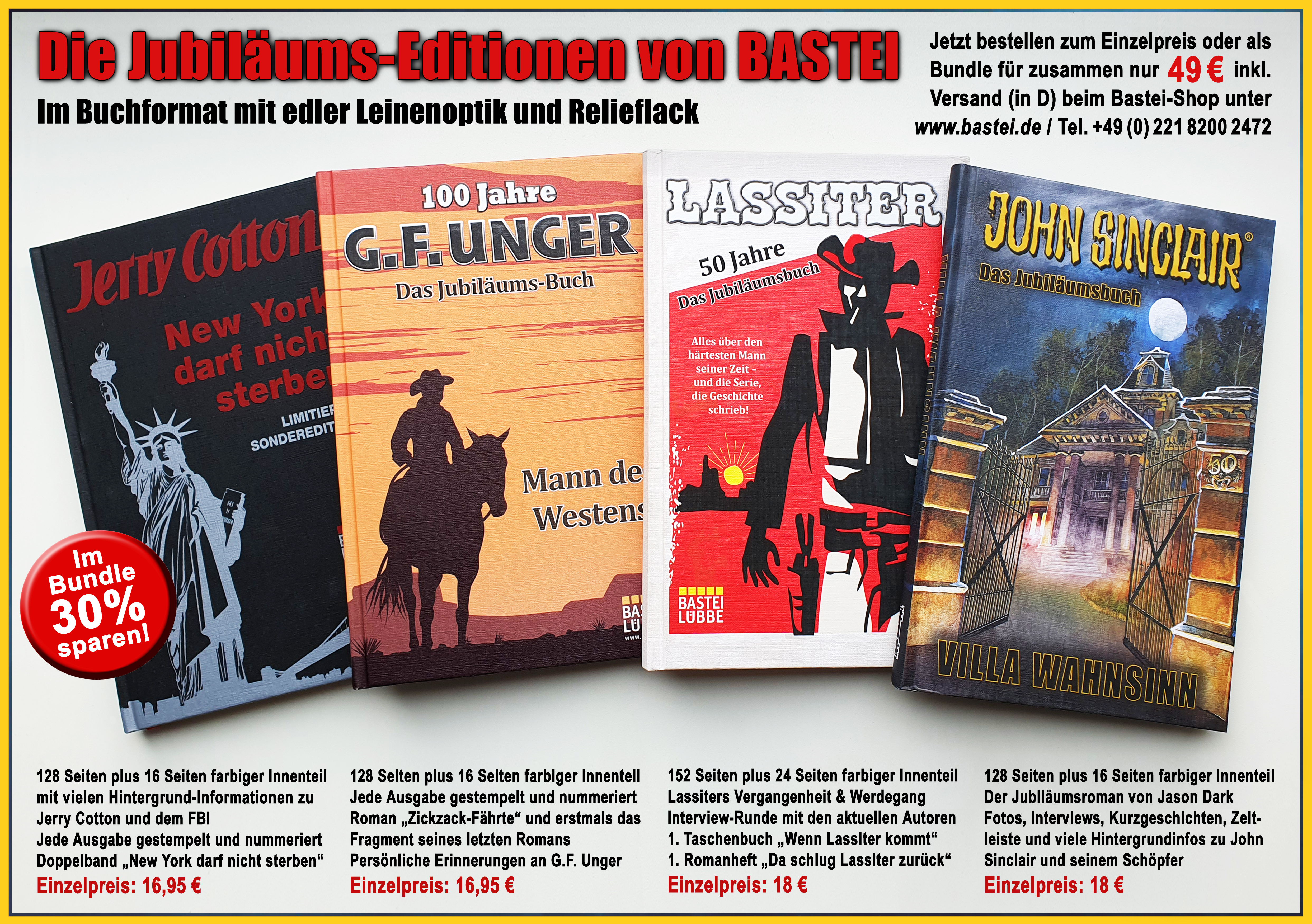 Die Jubiläums-Edition von Bastei - 4 Bücher in einem Bundle zum Preis von 3!
